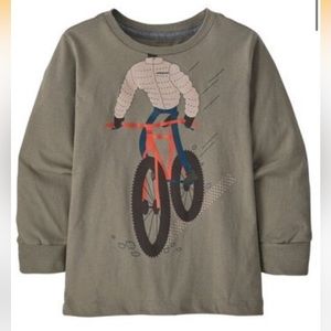 Patagonia LS Graphic Organic T-Shirt Fat Tread Flyer Garden Green Size 5 NWT